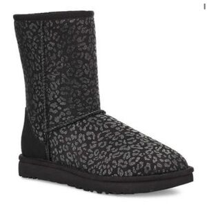 UGG classic black leopard print sparkle ankle boots SZ 5